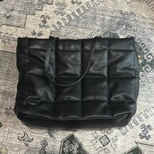 a new day Black Quilted Tote Bag